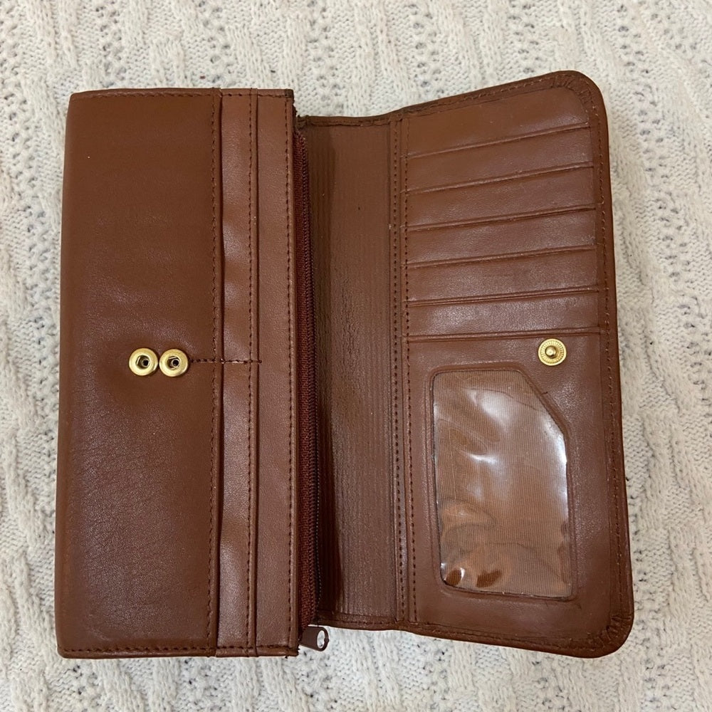 Vintage, Brown Leather Long  Wallet-Organizer