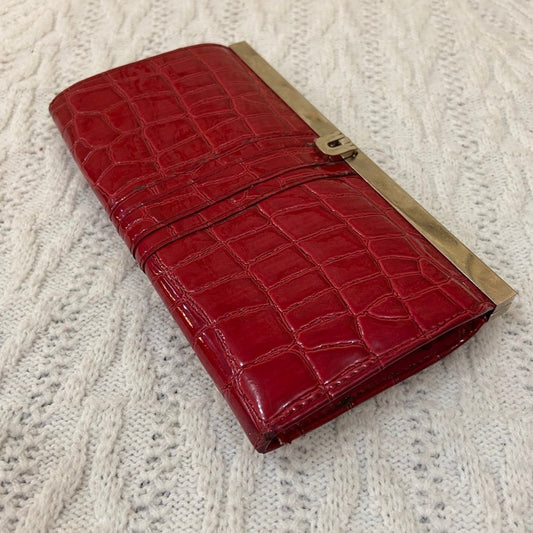 Vintage , Red, Faux Croc Long Wallet