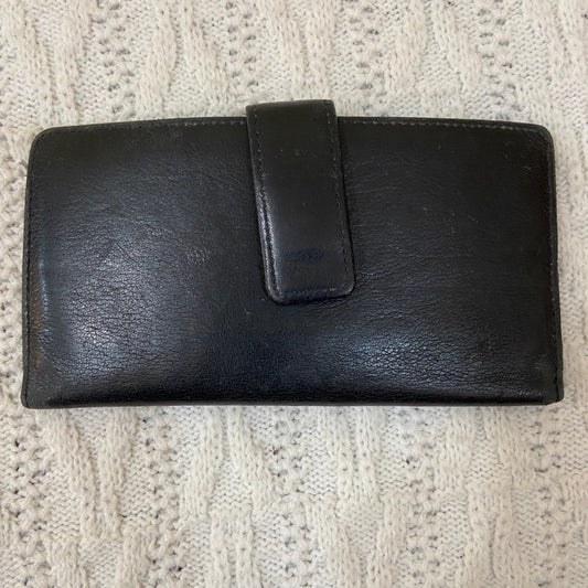 Vintage, Black Genuine Leather Long Wallet