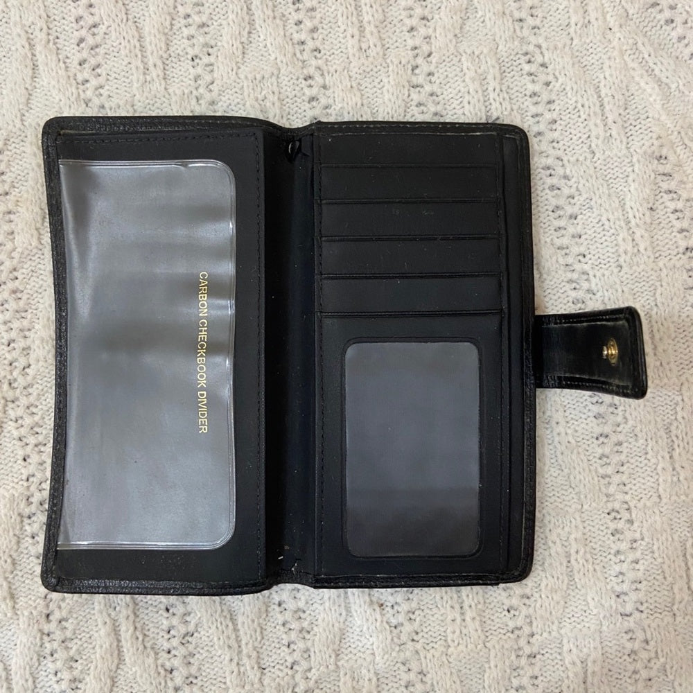 Vintage, Black Genuine Leather Long Wallet