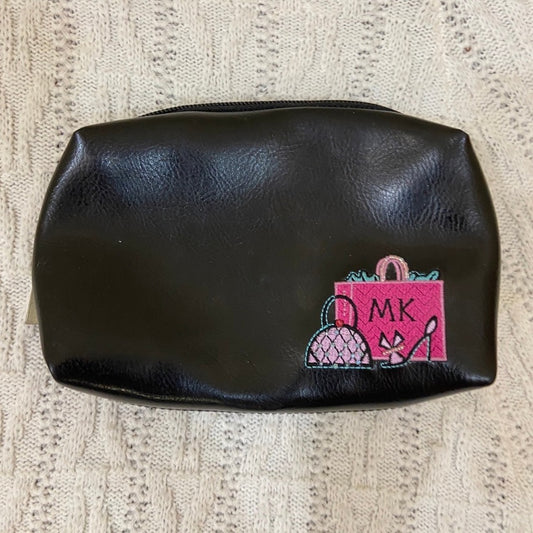 Vintage, MK Black Faux Leather Cosmetic Pouch