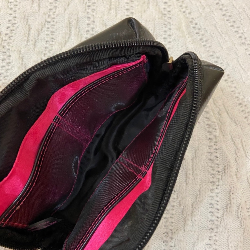 Vintage, MK Black Faux Leather Cosmetic Pouch