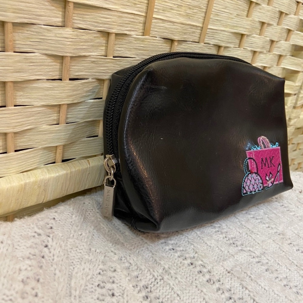 Vintage, MK Black Faux Leather Cosmetic Pouch