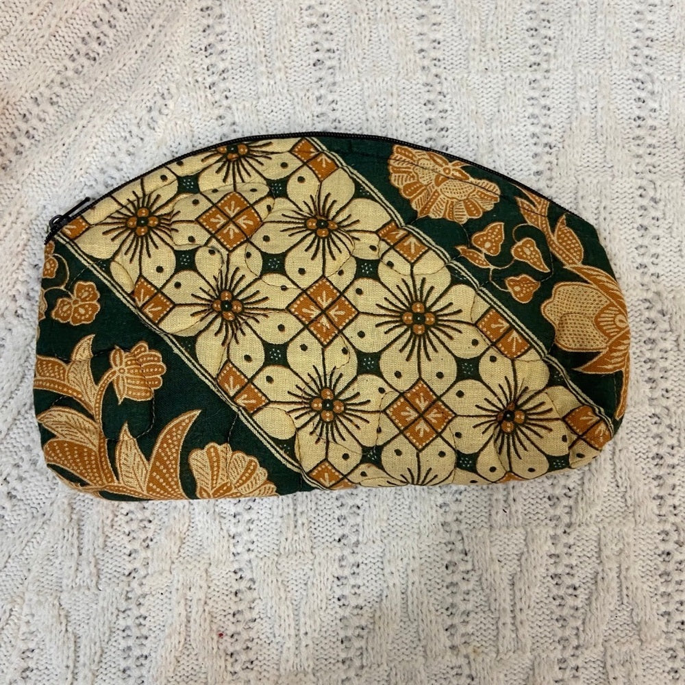 Vintage, Batik Fabric, Cosmetic Pouch with Coin Wallet