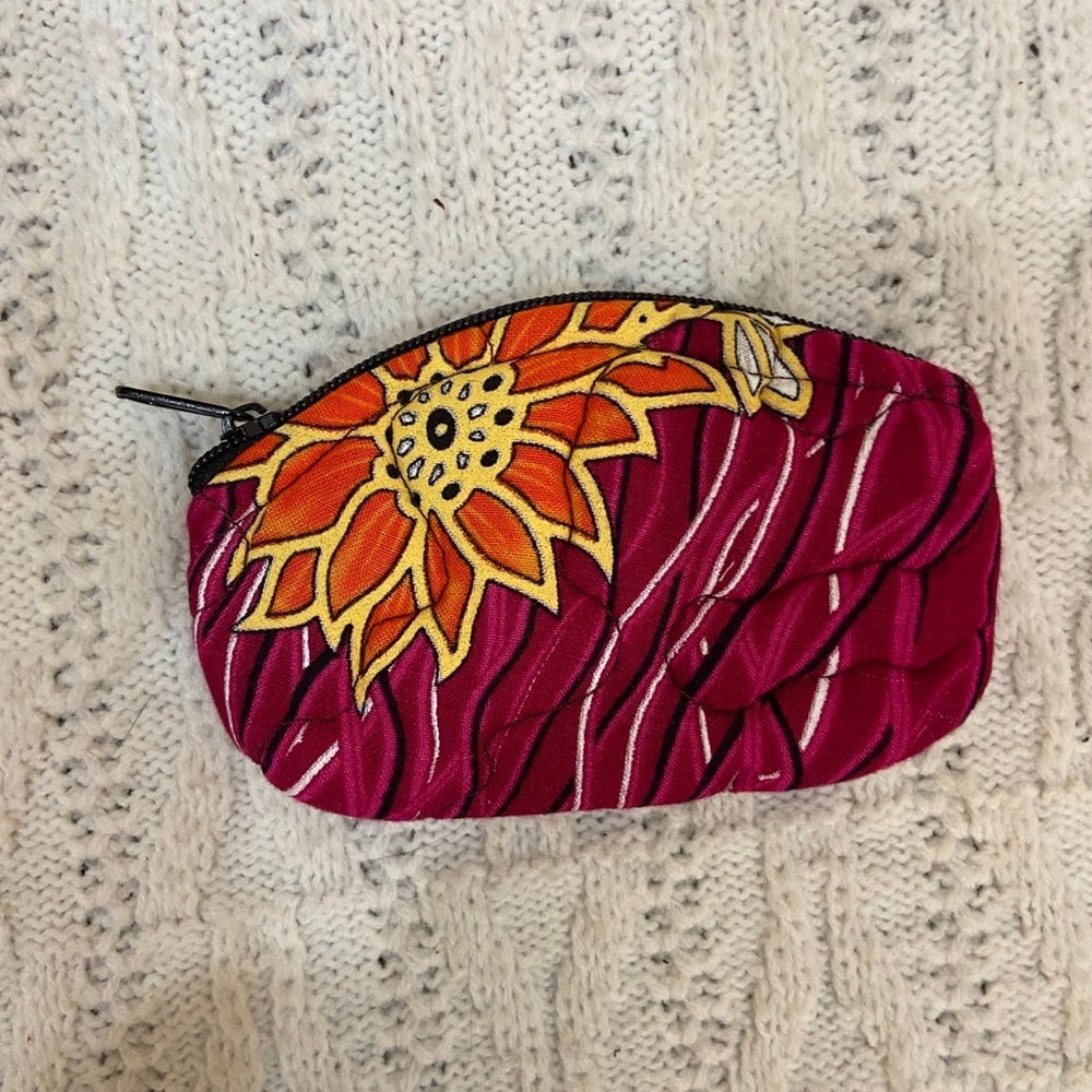 Vintage, Batik Fabric, Cosmetic Pouch with Coin Wallet