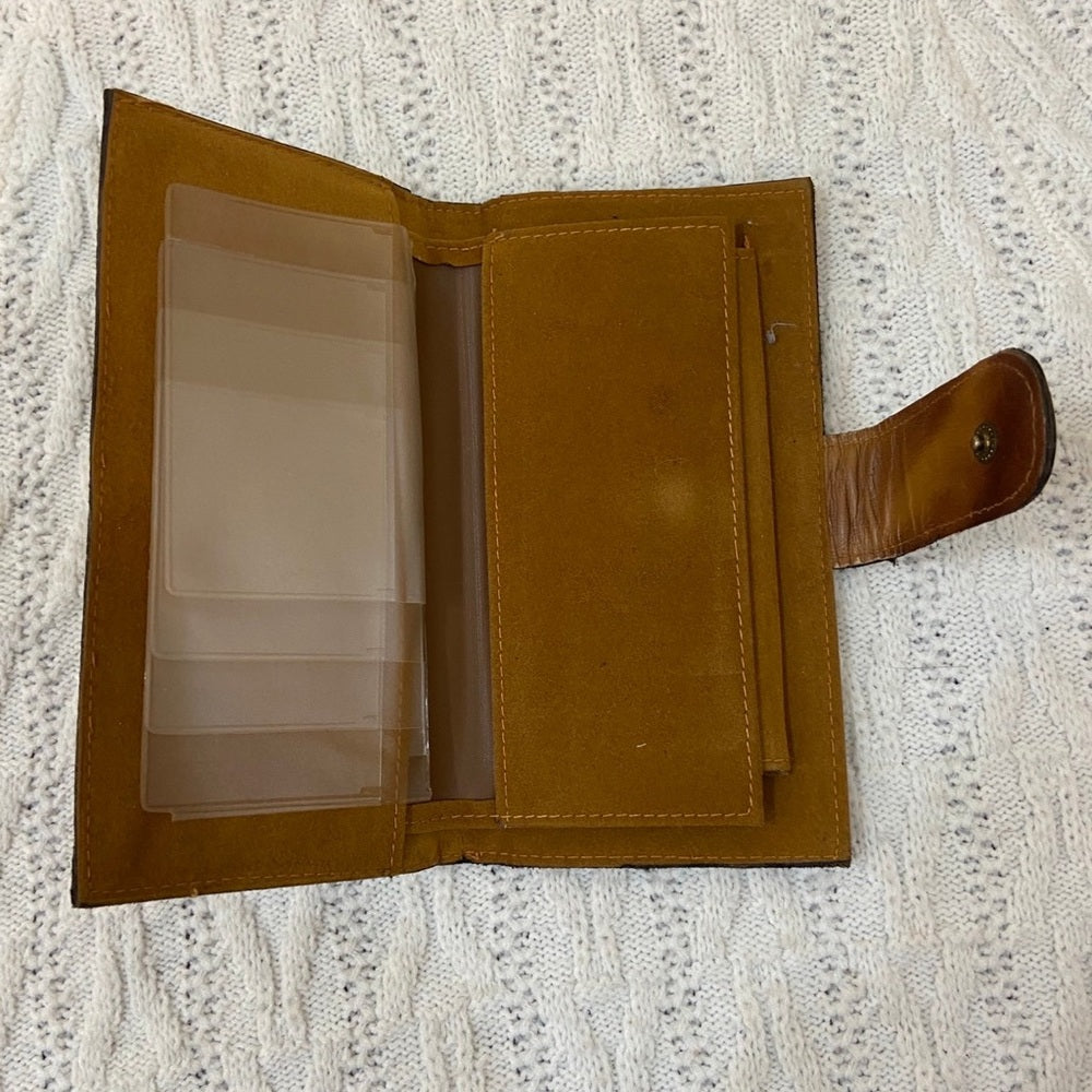 Vintage, Purse Mate, Brown, Genuine Leather Marblelized Long Wallet