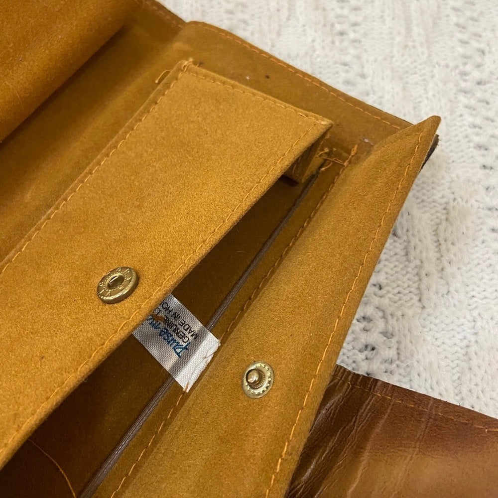 Vintage, Purse Mate, Brown, Genuine Leather Marblelized Long Wallet