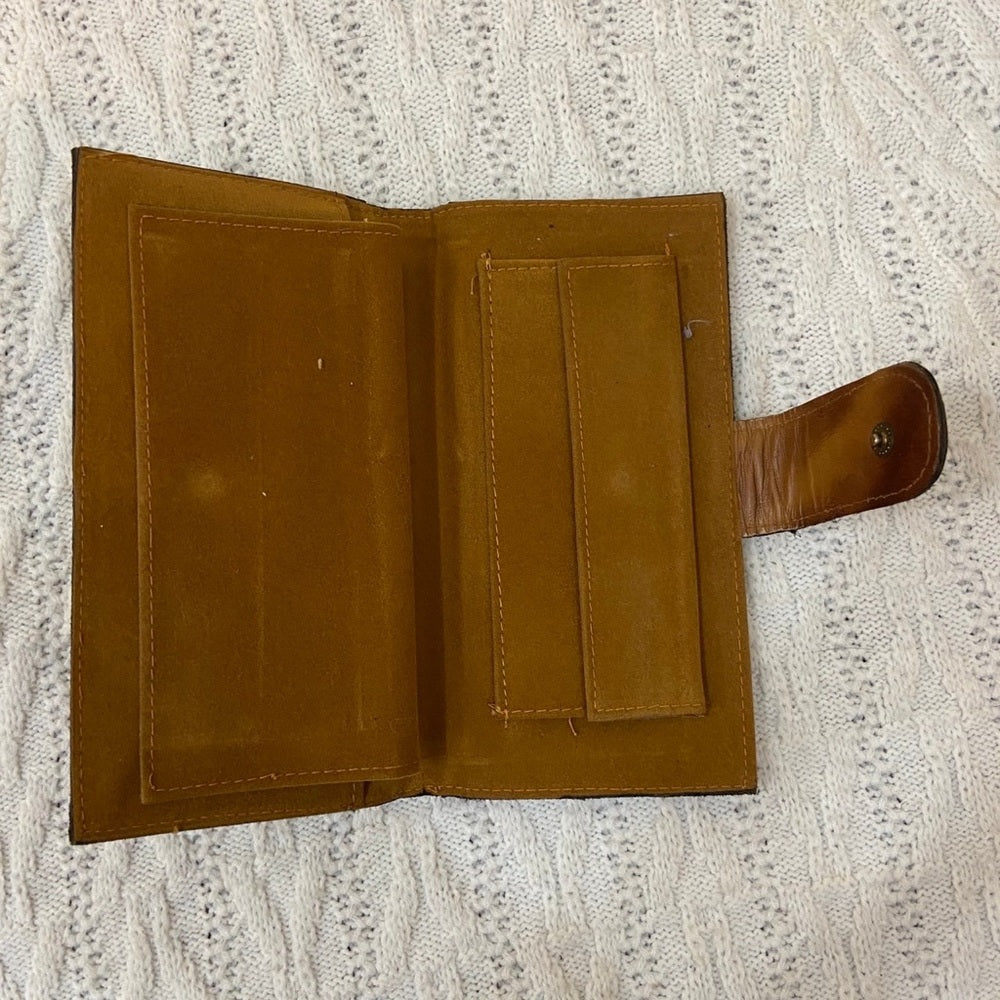 Vintage, Purse Mate, Brown, Genuine Leather Marblelized Long Wallet