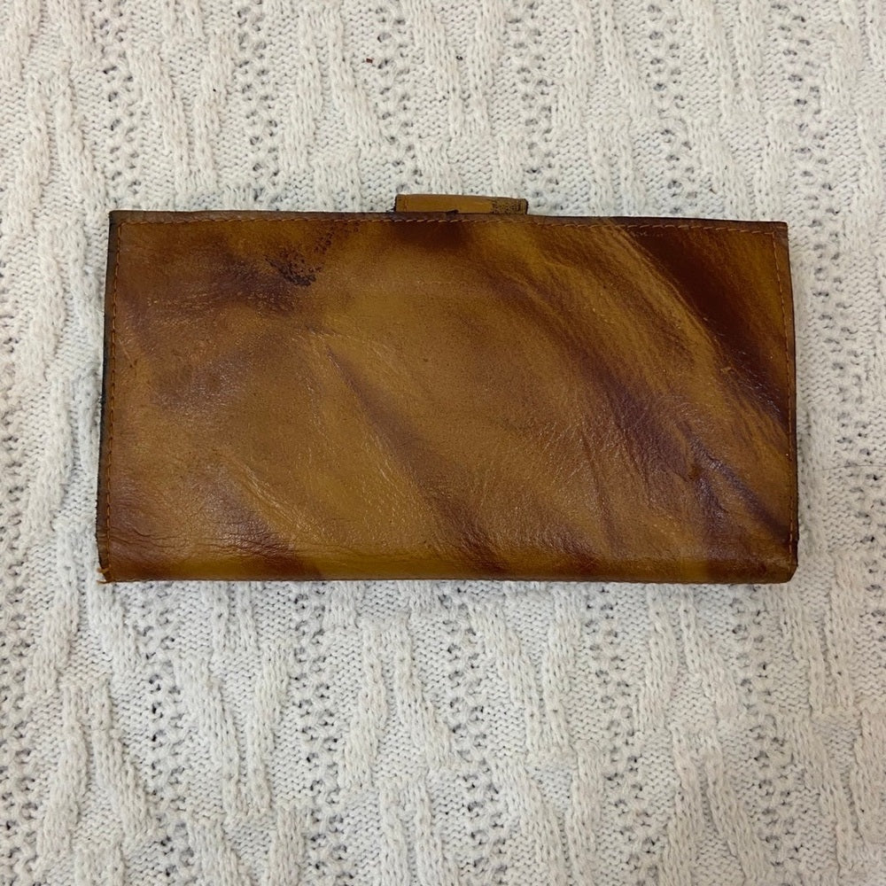 Vintage, Purse Mate, Brown, Genuine Leather Marblelized Long Wallet