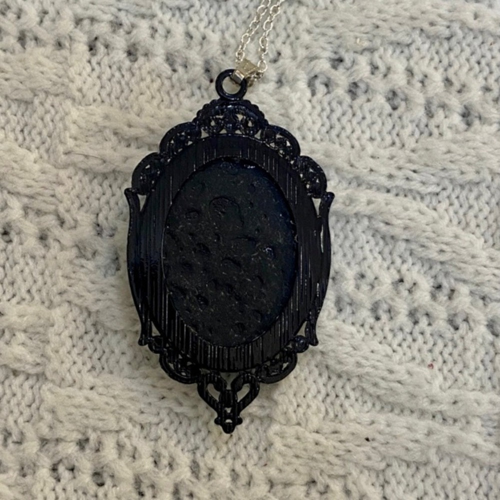Black and White Lady Cameo Pendant-Necklace with Stainless or Silver Tone Chain