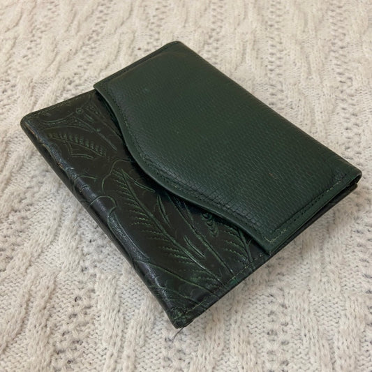 Vintage, Amity, Green Tooled Leather Compact Wallet