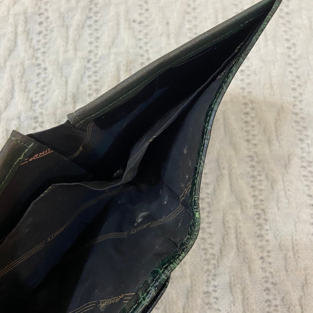 Vintage, Amity, Green Tooled Leather Compact Wallet