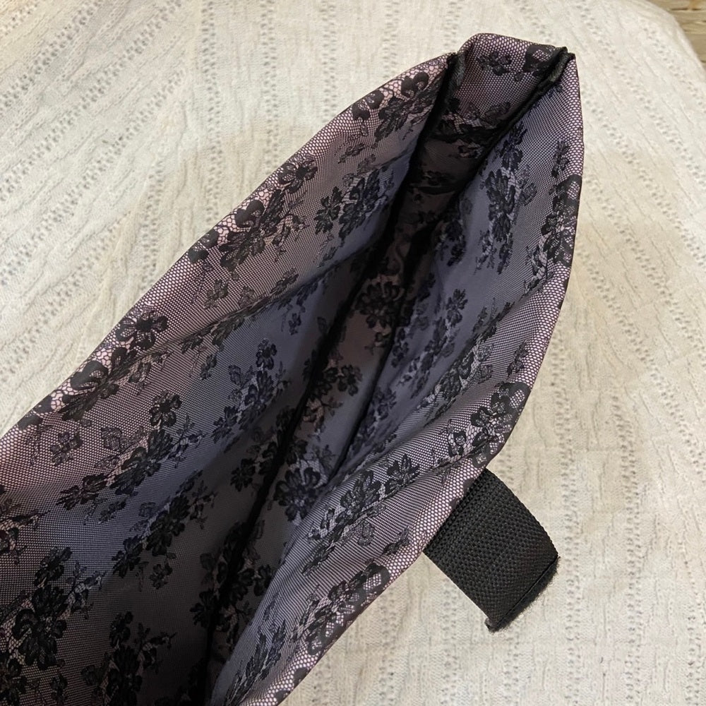 Vintage, Gray Lace Printed Fabric Cosmetic Pouch-Travel Case