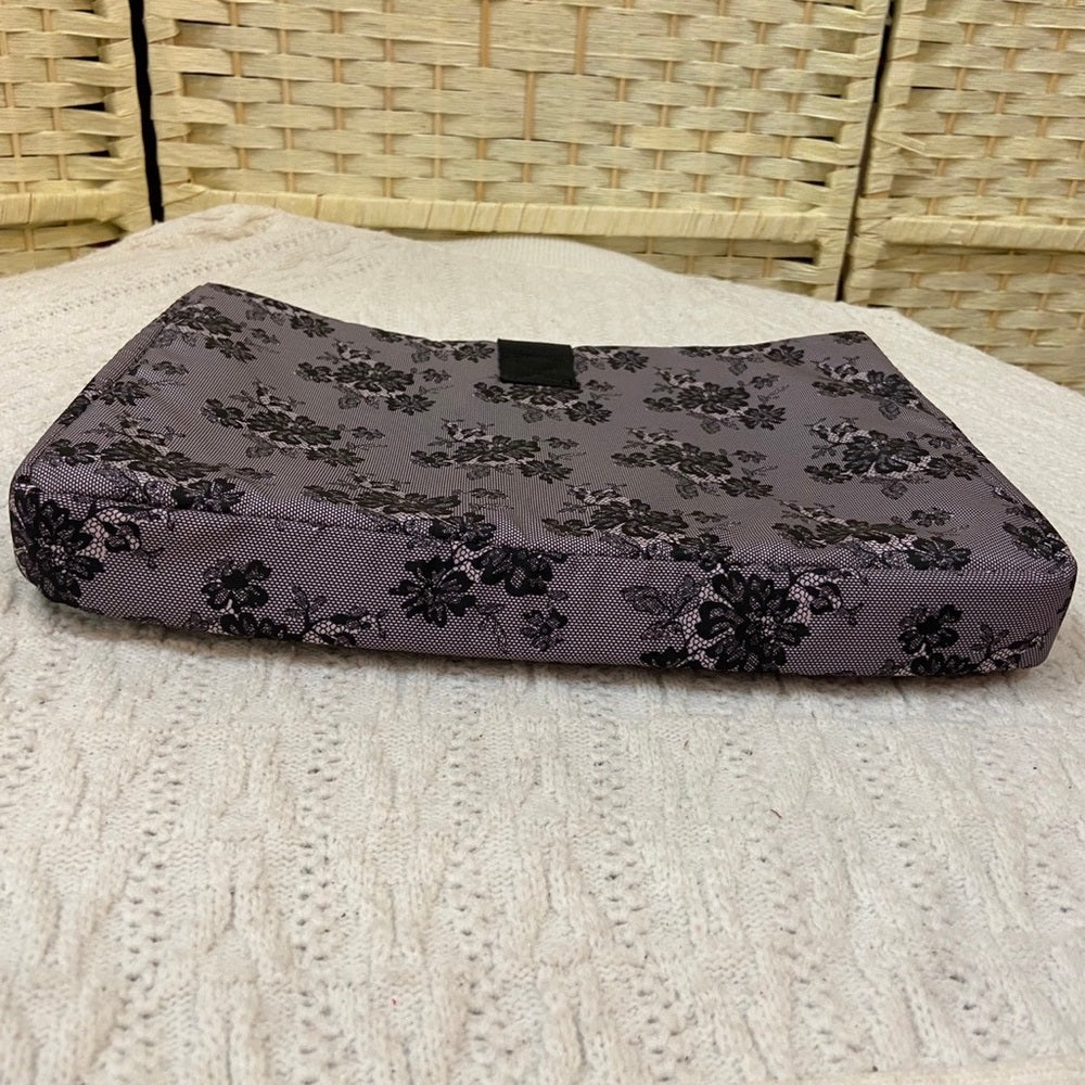 Vintage, Gray Lace Printed Fabric Cosmetic Pouch-Travel Case