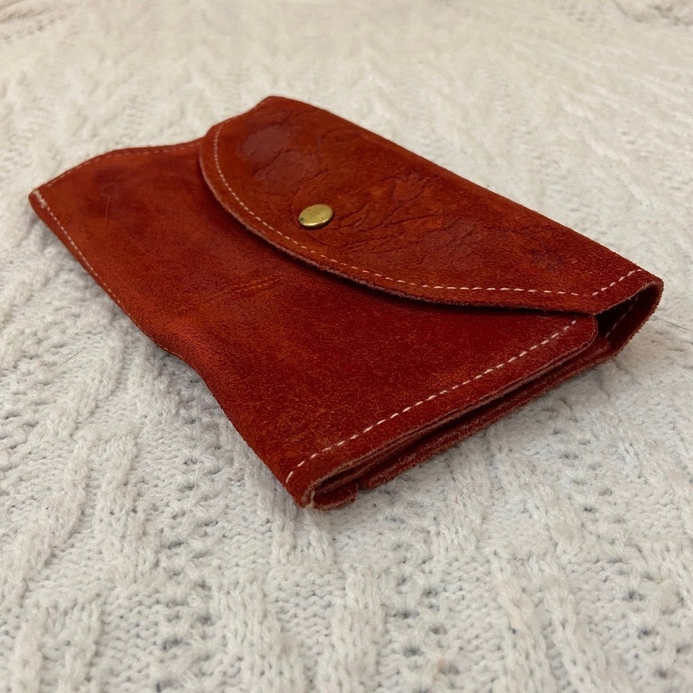 Vintage, Orange, Suede Leather, Long Wallet