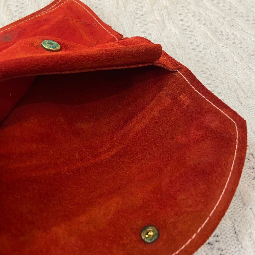 Vintage, Orange, Suede Leather, Long Wallet