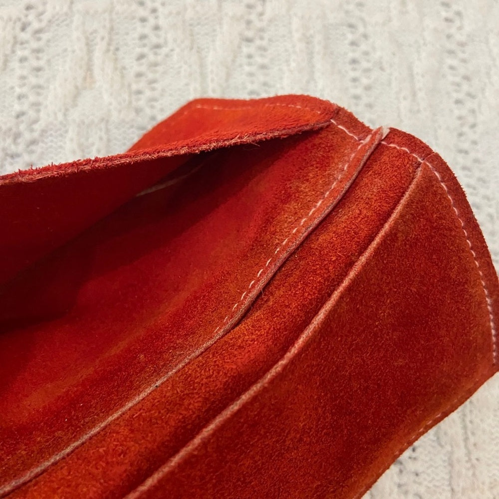 Vintage, Orange, Suede Leather, Long Wallet