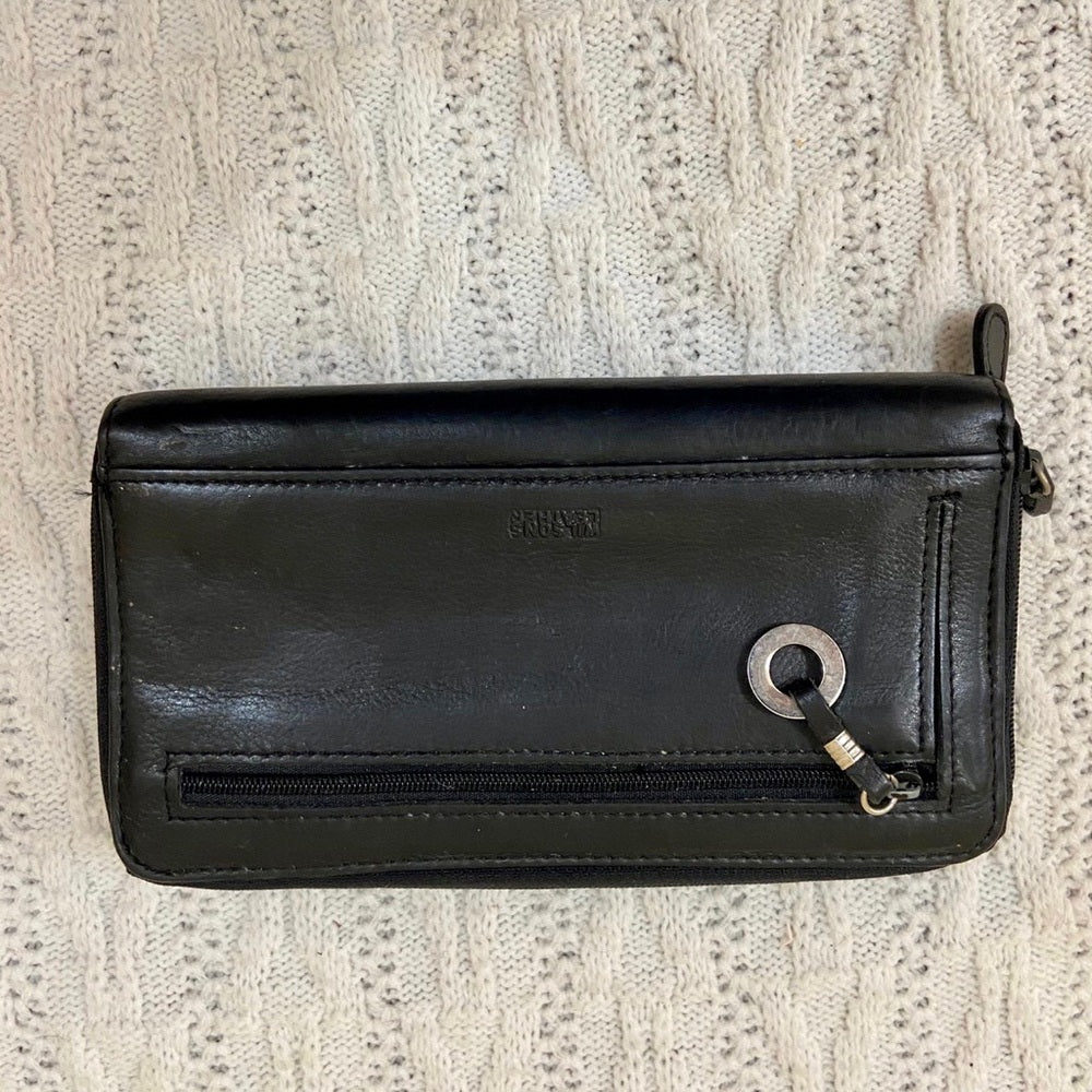 Vintage, Wilsons, Black Genuine Leather Zippy Long Wallet