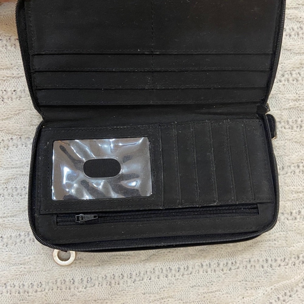 Vintage, Wilsons, Black Genuine Leather Zippy Long Wallet