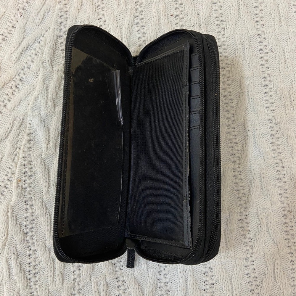 Vintage, Black Genuine Leather Zippy Long Wallet 7.5in x 4in