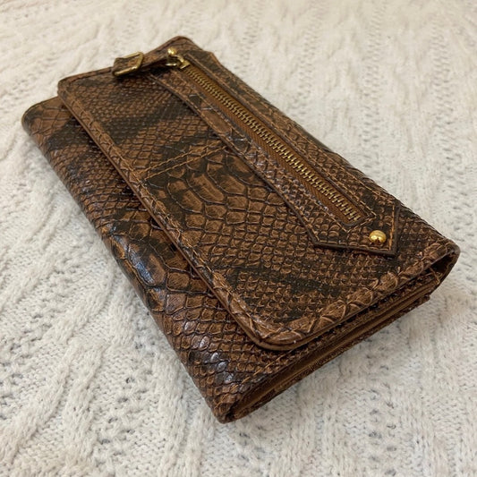 Vintage, Brown Faux Snakeskin Long Wallet