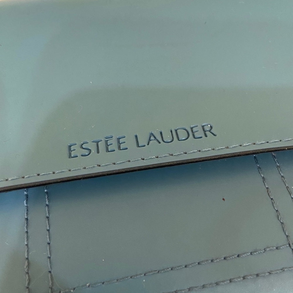 Estee  Lauder Blue Faux Leather Cosmetic Purse