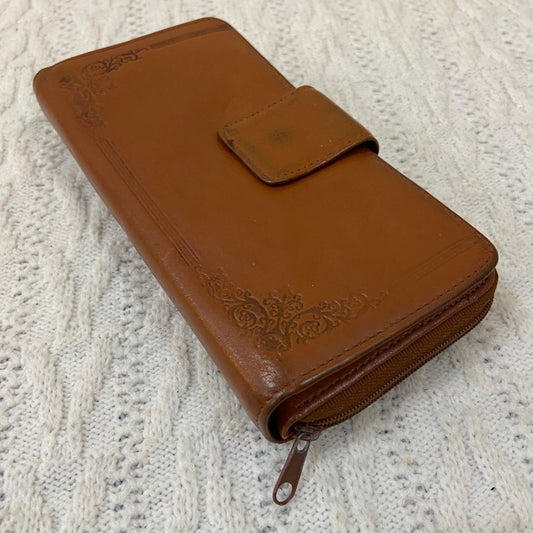 Vintage, Tan-Brown Genuine Leather, Long Wallet