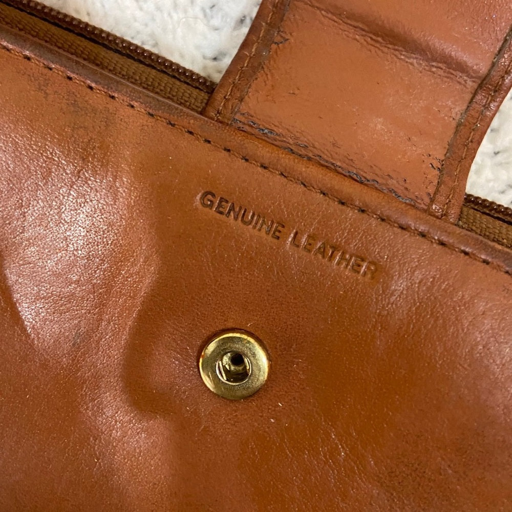 Vintage, Tan-Brown Genuine Leather, Long Wallet