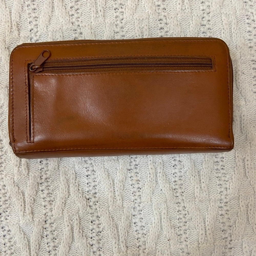 Vintage, Tan-Brown Genuine Leather, Long Wallet