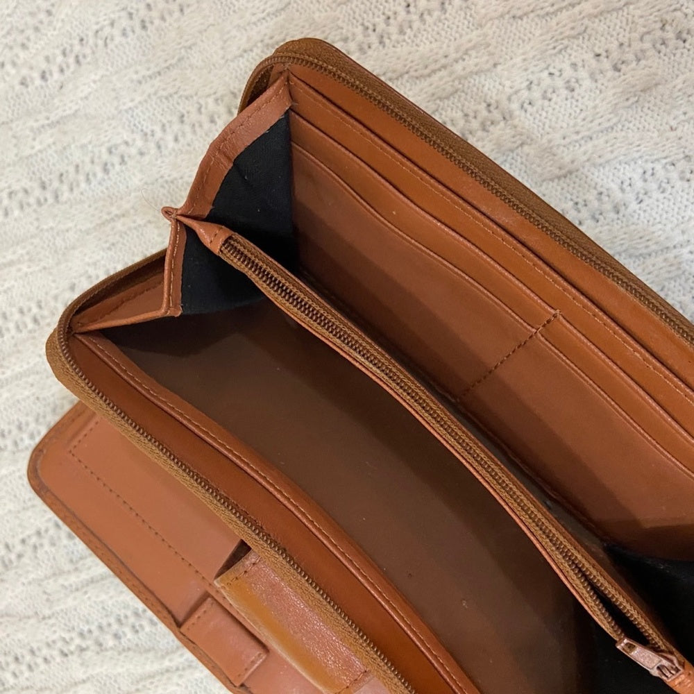 Vintage, Tan-Brown Genuine Leather, Long Wallet