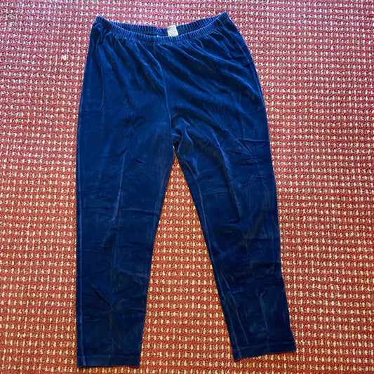 Vintage, New Look Wide Elastic Band Blue Velvet Pants. (Size-M)