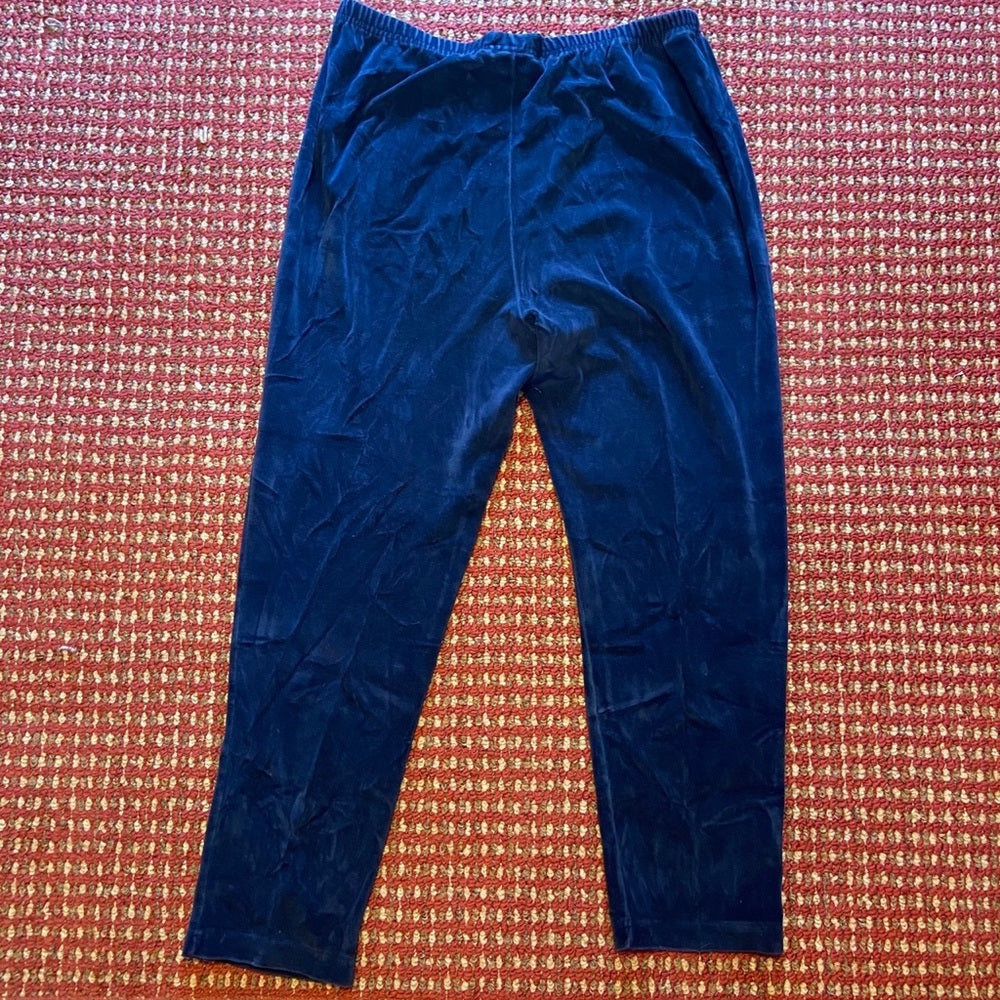 Vintage, New Look Wide Elastic Band Blue Velvet Pants. (Size-M)
