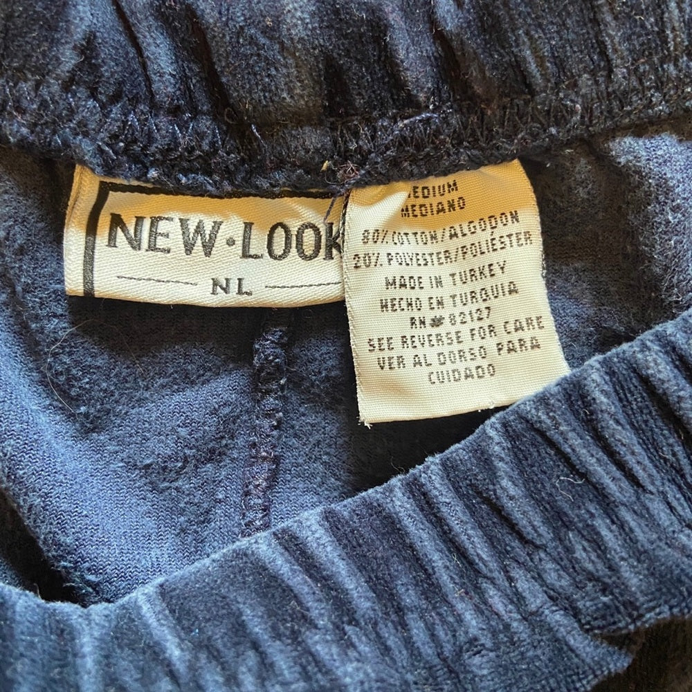 Vintage, New Look Wide Elastic Band Blue Velvet Pants. (Size-M)
