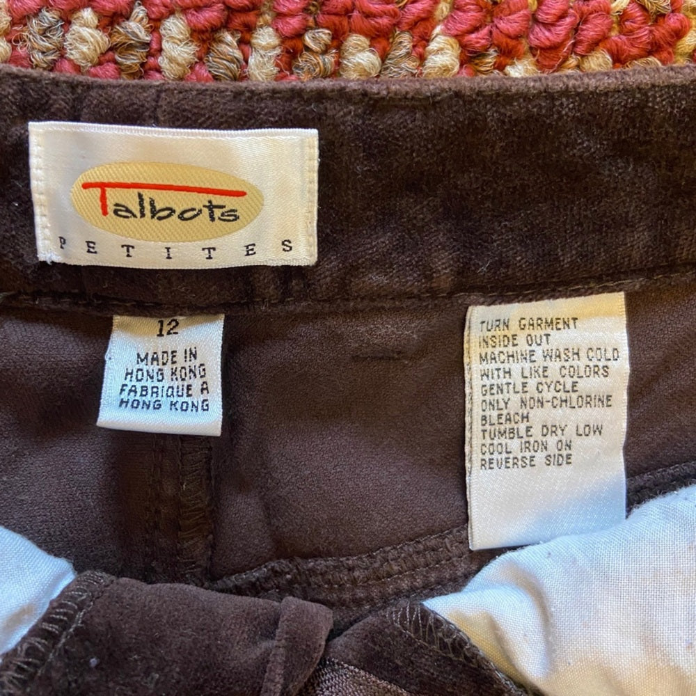 Vintage, Talbots, Petites, Brown Velvety Pants. (Size-12)