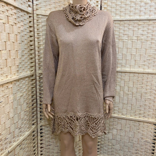 Vintage, Exclusively Misook Evening Gold Mini Dress Size-M-L