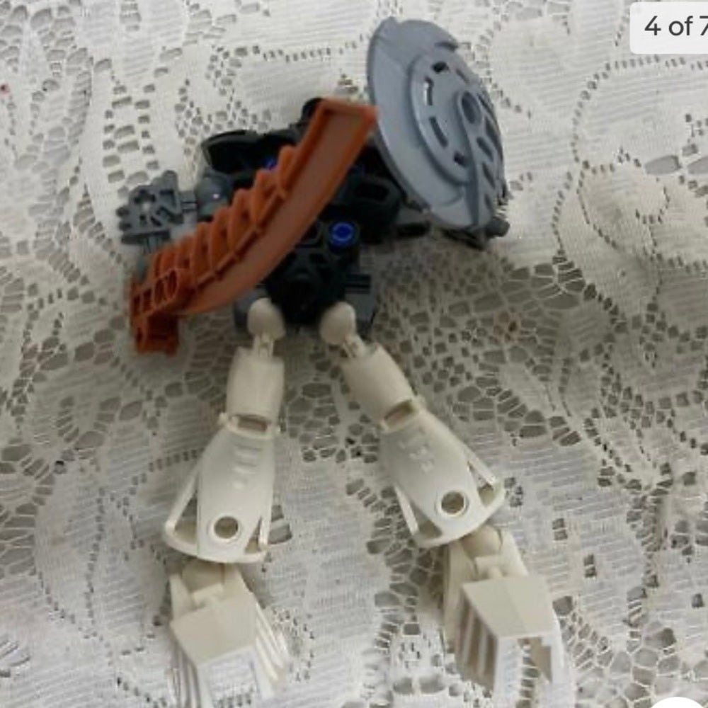 Vintage, Rare, Lego, Bionicle Action Figure with Sword and Shield 5in x 5in (B02