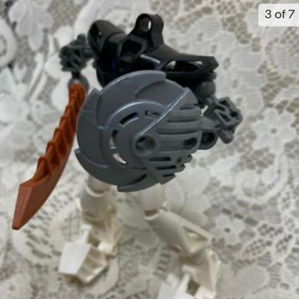 Vintage, Rare, Lego, Bionicle Action Figure with Sword and Shield 5in x 5in (B02