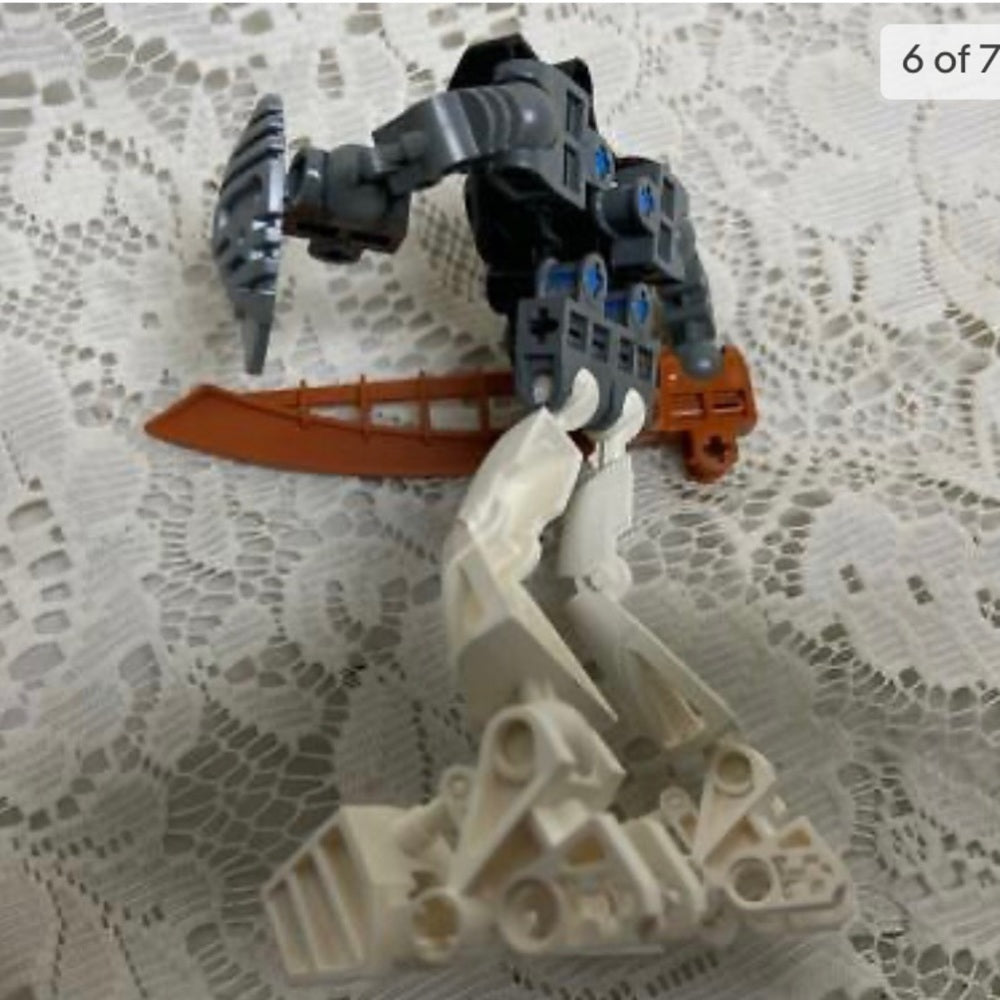 Vintage, Rare, Lego, Bionicle Action Figure with Sword and Shield 5in x 5in (B02