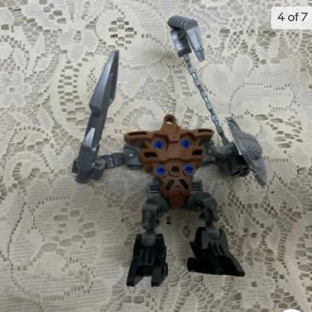 Vintage, Rare, Lego, Bionicle Action Figure with Shield and Weapon 4 5in x 5in