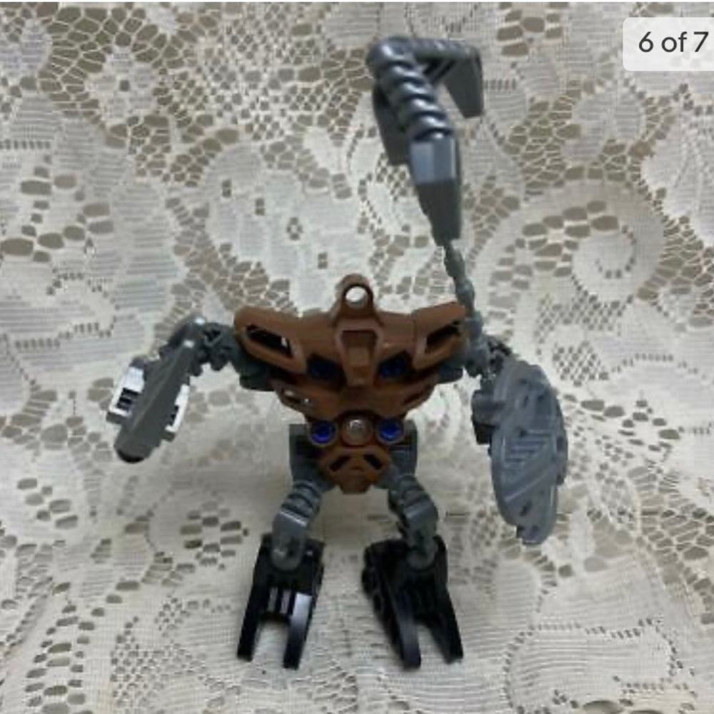 Vintage, Rare, Lego, Bionicle Action Figure with Shield and Weapon 4 5in x 5in