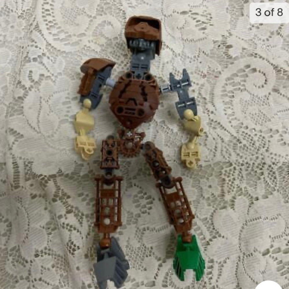 Vintage, Rare, Lego, Bionicle Brown and Yellow Action Figure 8in x 5in