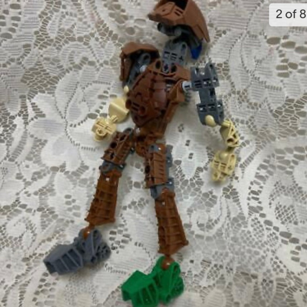 Vintage, Rare, Lego, Bionicle Brown and Yellow Action Figure 8in x 5in