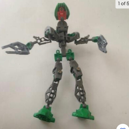 Vintage, Rare, Lego, Bionicle Red, Green,Silver Warrior  9in x 9in x 4in  (C0321