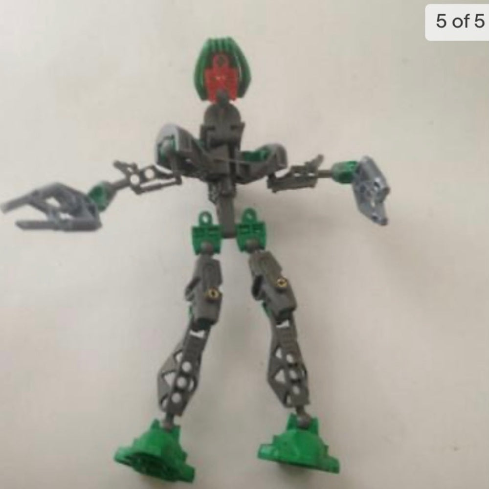 Vintage, Rare, Lego, Bionicle Red, Green,Silver Warrior  9in x 9in x 4in  (C0321