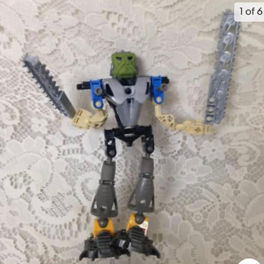Vintage, Rare, Lego, Bionicle Green Head Action Figure  8in x 6.5in x 2.25in