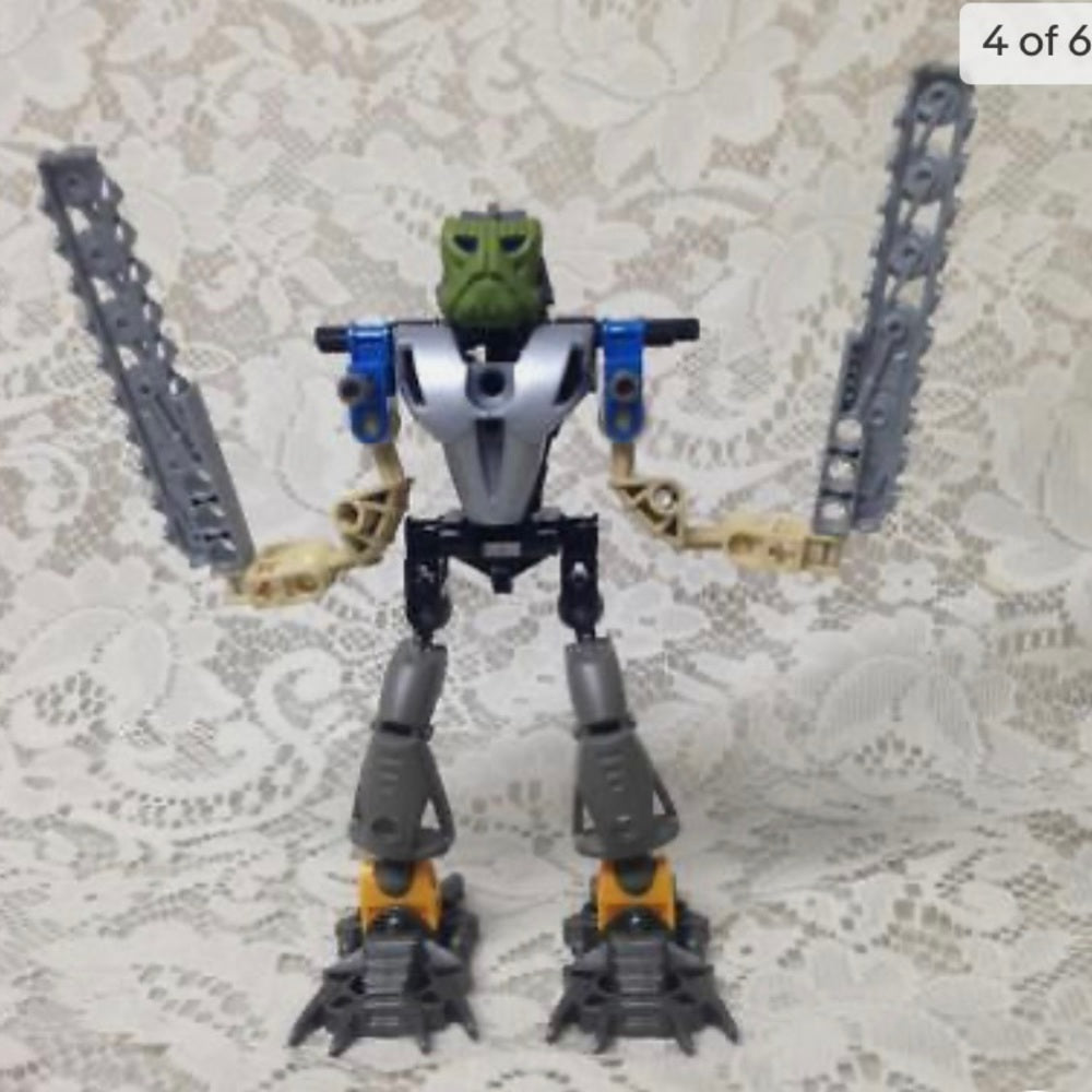 Vintage, Rare, Lego, Bionicle Green Head Action Figure  8in x 6.5in x 2.25in