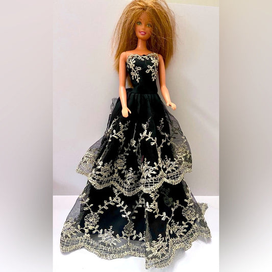 Vintage, 1991 Mattel Barbie Doll in Elegant Black and White Gown