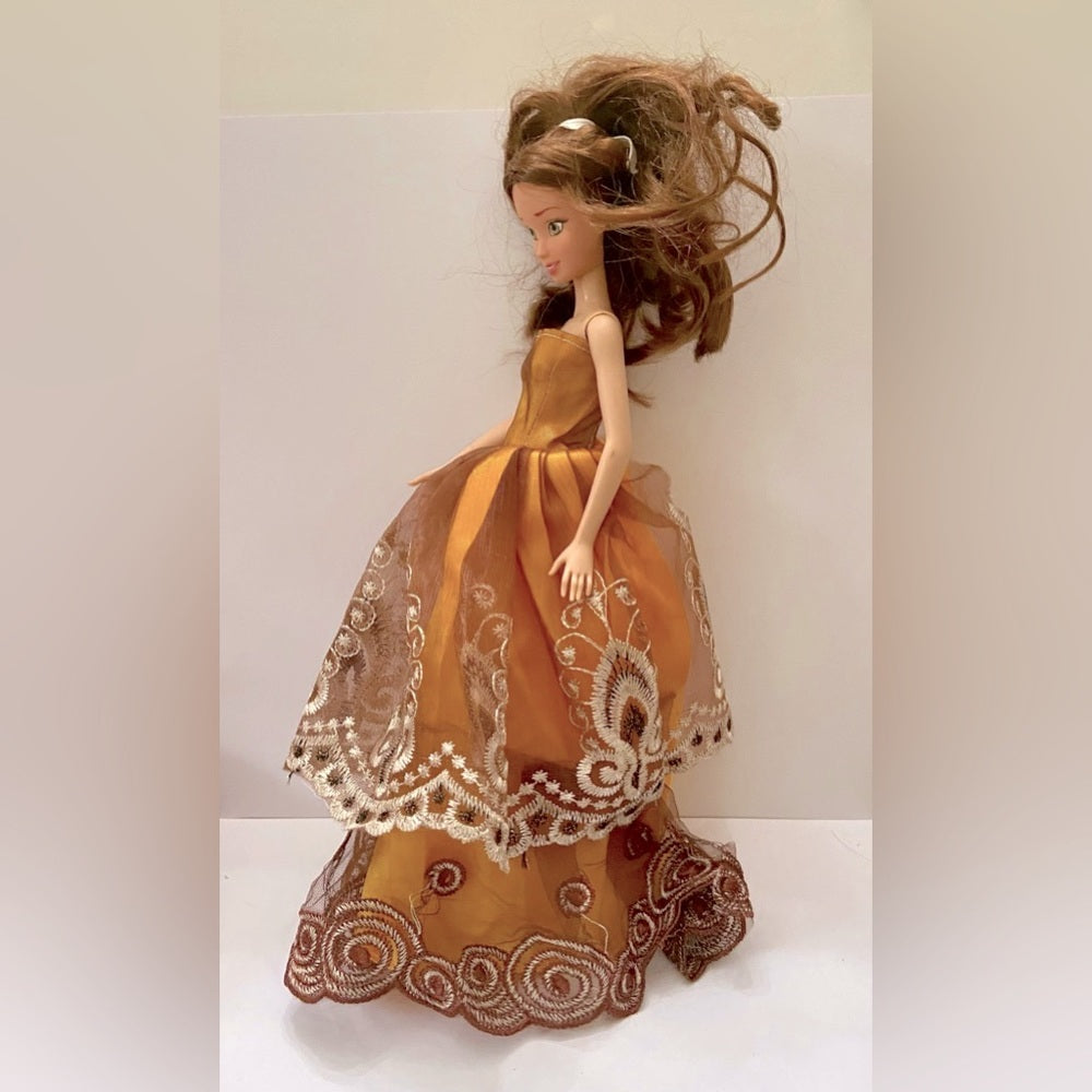 Vintage, Disney Princess in Elegant Golden Brown Gown