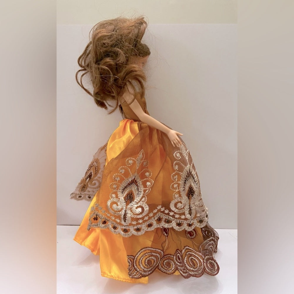 Vintage, Disney Princess in Elegant Golden Brown Gown