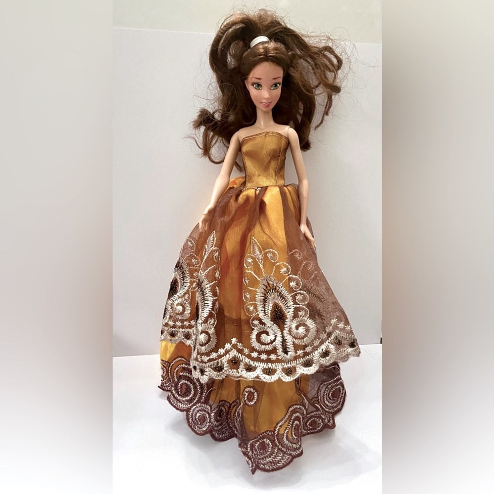 Vintage, Disney Princess in Elegant Golden Brown Gown